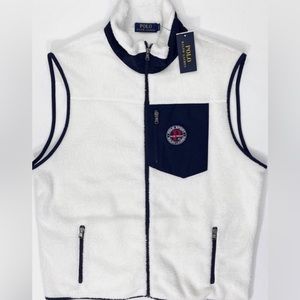 Polo Sport 12M Yacht Challenge Sherpa Fleece Vest White/Navy Mens XXL-RARE-NWT